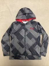 Under Armour Hoodie Youth Small Grey Pattern Full Zip Sweatshirt