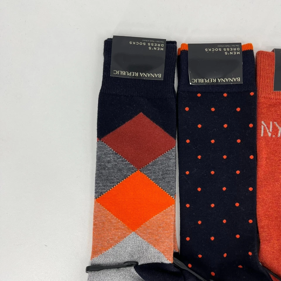Lote de 4 calcetines de vestir Banana Republic para hombre talla única negro naranja media pantorrilla nuevos con etiquetas Foto 2 de 4