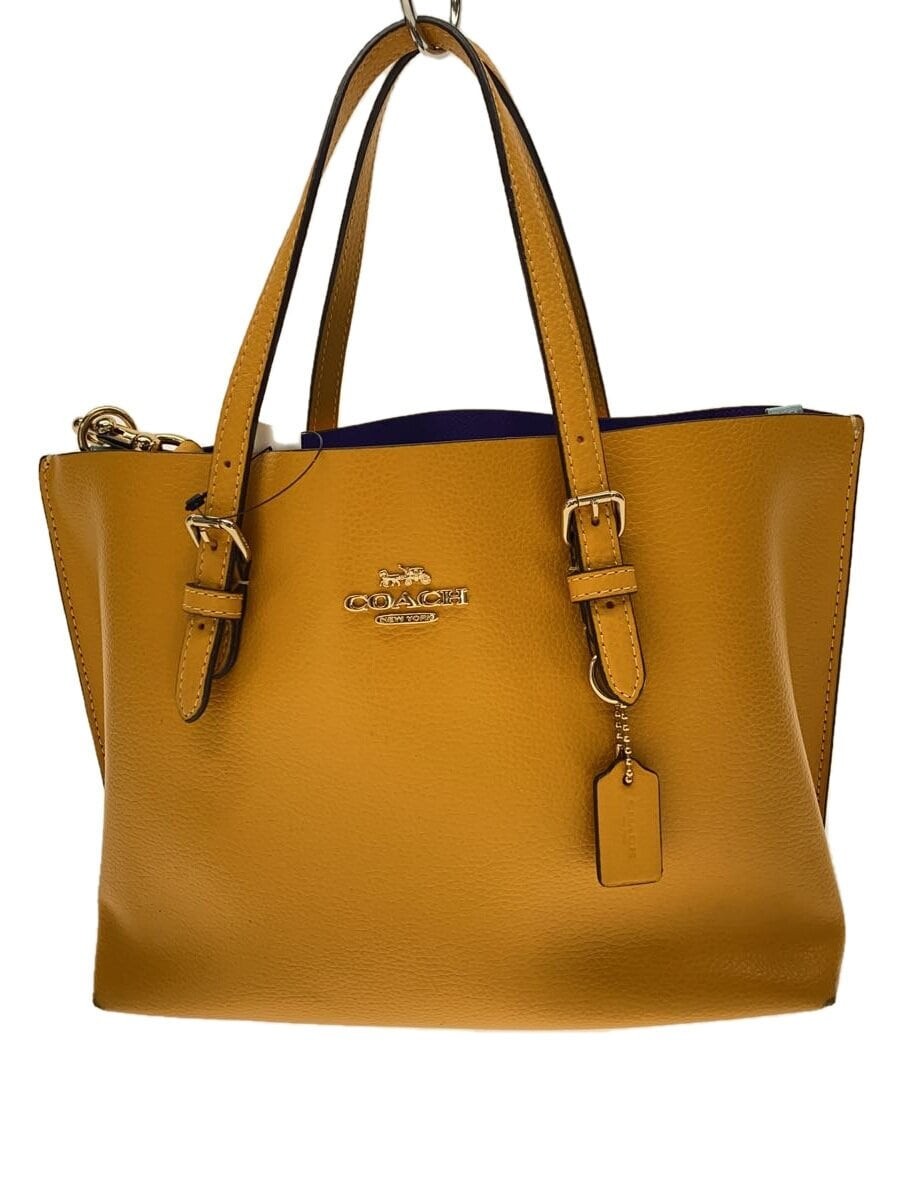 COACH Mollie 25 Leather Tote Bag in Yellow Auth F/S 424726