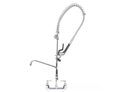 BWE Commercial Restaurant Pull Down 2-Handle Wall Mount Pre-Rinse Spray Utility