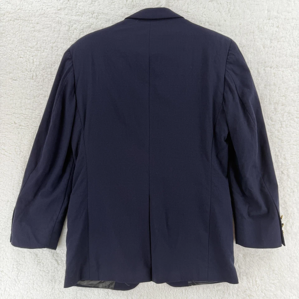 Vintage Burberry Blazer Mens 36 Navy Blue Wool 2 Button Gold Crest USA 90s - Image 2 of 4
