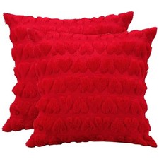 Valentines Day Pillow Covers 18X18 inch Heart Soft 18" x 18" Pack of 2 Red