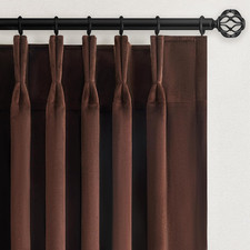 90 Inches Long Brown Velvet Blackout Curtains 2 Panels Luxury Elegant Soft Velve