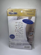 TALL FLOWERS Stamped Premium Pillowcases WM65474 by Bucilla for Embroidery
