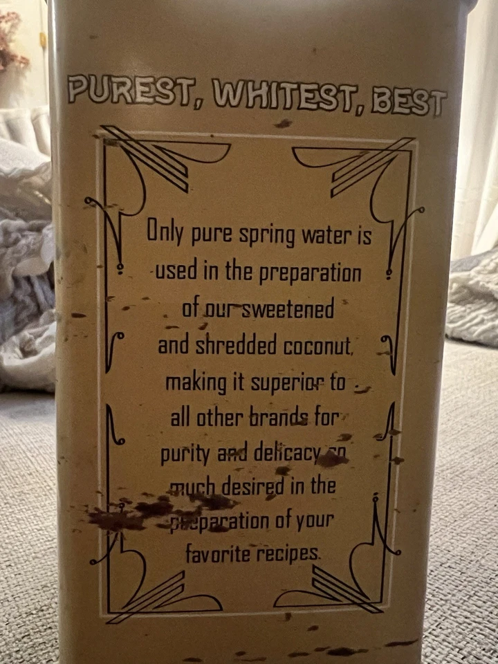 Coconut Sweetened Tin distressed collectible modern reproduction tin - Image 4 of 4