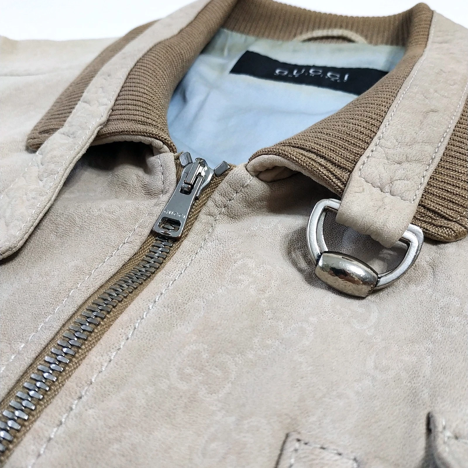 GUCCI © Giacca bomber casual di lusso in pelle. Made in Italy