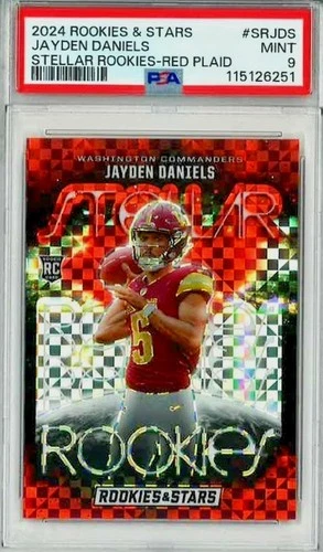 2024 PSA 9 Rookies & Stars Jayden Daniels RC Red Plaid Stellar Rookie-COMMANDERS
