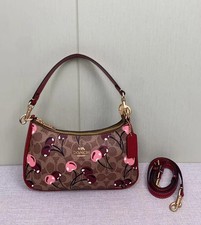 C.OACH Teri Shoulder Bag Signature Canvas Cherry Print CY694 New