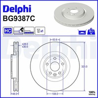 2X Bremsscheibe Delphi BG9387C FüR Landrover Range Rover Velar L560 D180 TD4 4X4