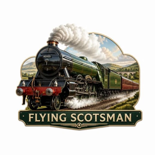 Flying Scotsman Train Self Adhesive Vinyl Waterproof Sticker