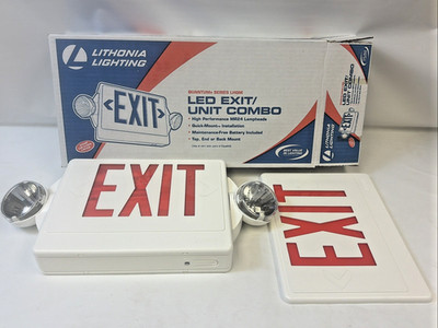 LITHONIA LIGHTING LHQM S W 3 R M4, LED EXIT UNIT COMBO RED *NEW IN BOX*