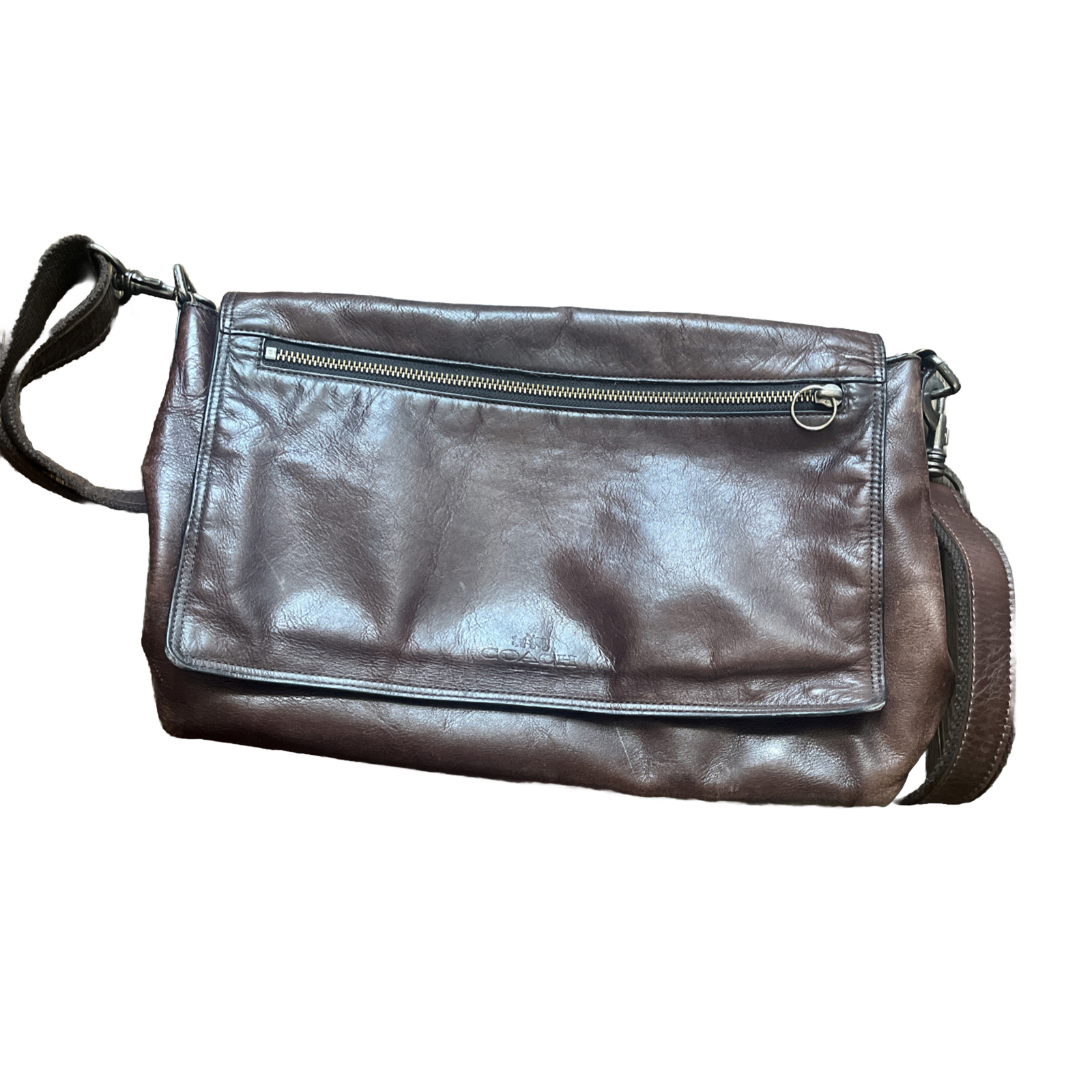 COACH Messenger Bag Brown Leather Gem
