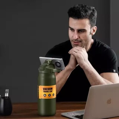 Portable Stainless Steel Thermal with Straw Cold Hot Vacuum Flasks Water Bottle