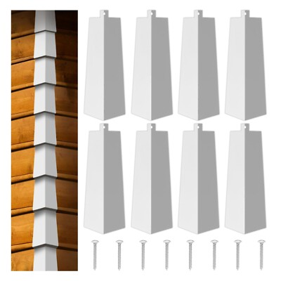 #ad 8 Pcs Aluminum Siding Corners 8 Inch Outside White Corner Caps Smooth Siding ... $37.33