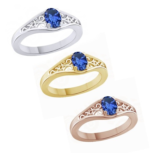 1/2 Ct Oval Shape Tanzanite 18k Gold Plated Solitaire Engagement Ring $514.84 - Picture 4 of 6