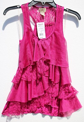 Eyelash Couture Juniors Lace Magenta June Berry Racerback Tank Top XS