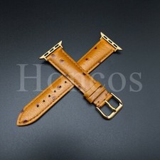 38 40 41 42 44 45 MM Ostrich Leather Watch Band Strap Quick Release Pins Yellow