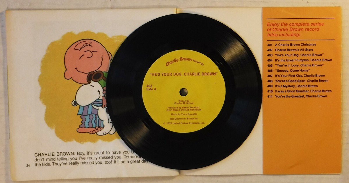 HE'S YOUR DOG, CHARLIE BROWN - CHILDREN'S BOOK / 7 INCH 33