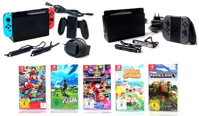 NINTENDO SWITCH KONSOLE SET - SPIEL AUSWAHL - MARIO KART 8 /  MINECRAFT / ZELDA