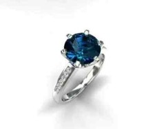 2Ct Round Lab Created London Blue Topaz Engagement Ring 14K White Gold Plated