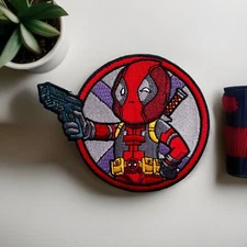 Tactical Deadpool With Gun Embroidered Hook/Loop Morale Patch