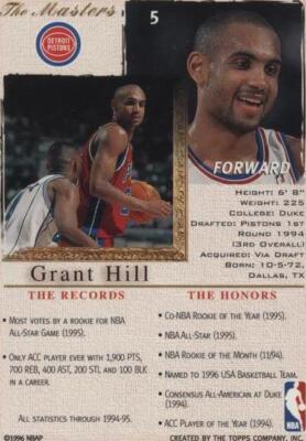1995-96 Topps Gallery - Grant Hill #5 | eBay