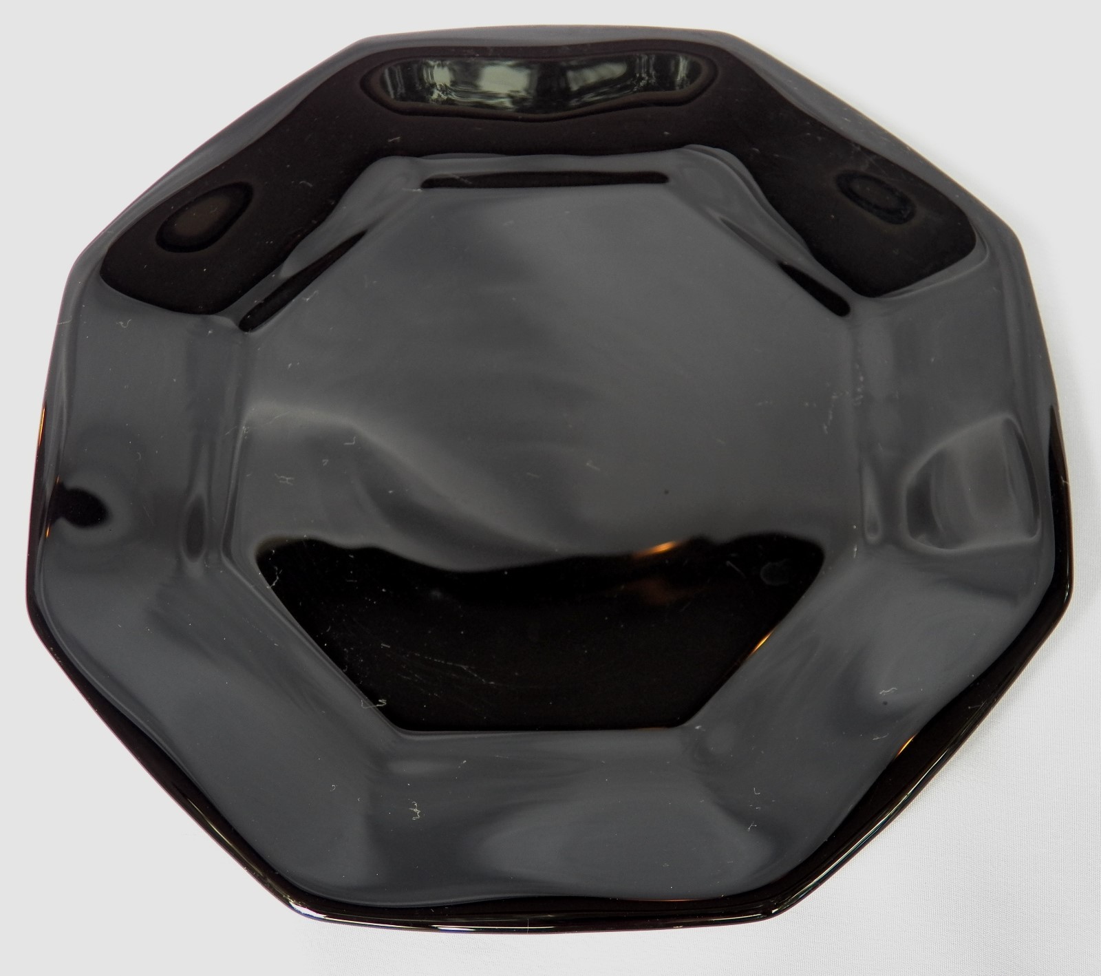 Set Of 4 Vtg Arcoroc Arcopal France Octime Novoctime Black Salad Plates 7 5/8