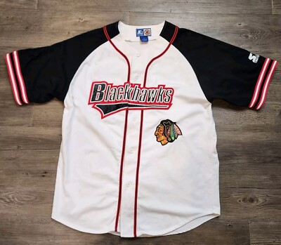 Vintage Starter Chicago Blackhawks Baseball Style Jersey Size Medium