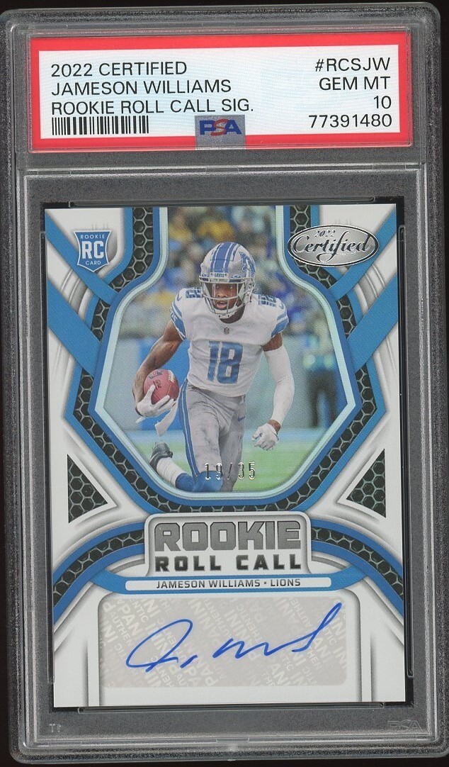 Jameson Williams Panini Certified Rookie Roll Call Signatures #RCSJW Base