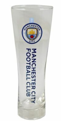 Manchester City FC großes Bier schmales Pint Glas offiziell lizenziert - für Sie & Ihn