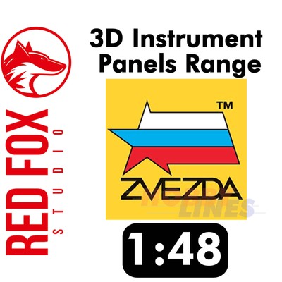 Red Fox Studio 3D-gedruckte Instrumententafel Set ZVEZDA Modellbausatz 1:48 Aufkleber Bereich