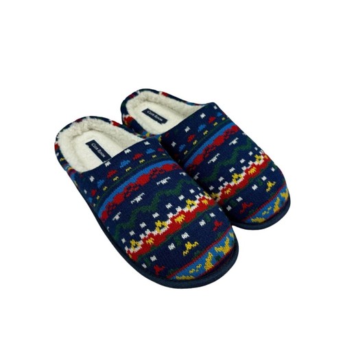 Club Room Mens Navy Slide Slippers Shoes medium 8 9 inside outside warm