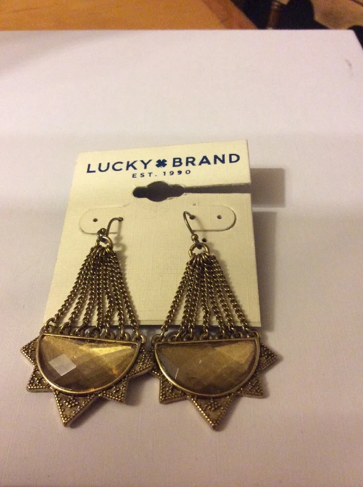 PENDIENTES COLGANTES MEDIA FLOR ARAÑA ÁMBAR TONO ORO MARCA AFORTUNADO F-61 Foto 3 de 3