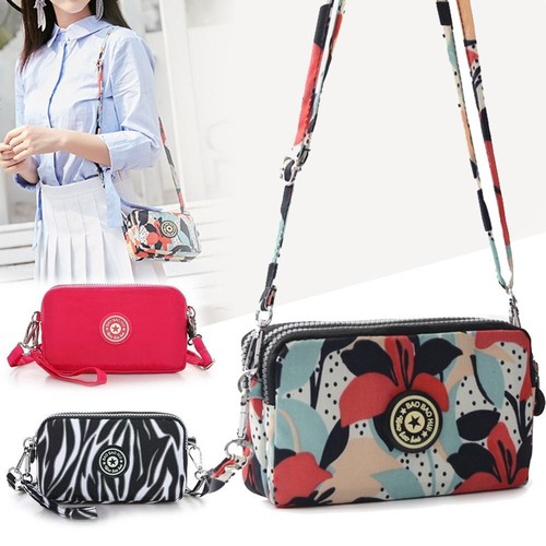 Canvas Sling Mobile Phone Bag Zipper Phone Pouch Fashion Wallet Women