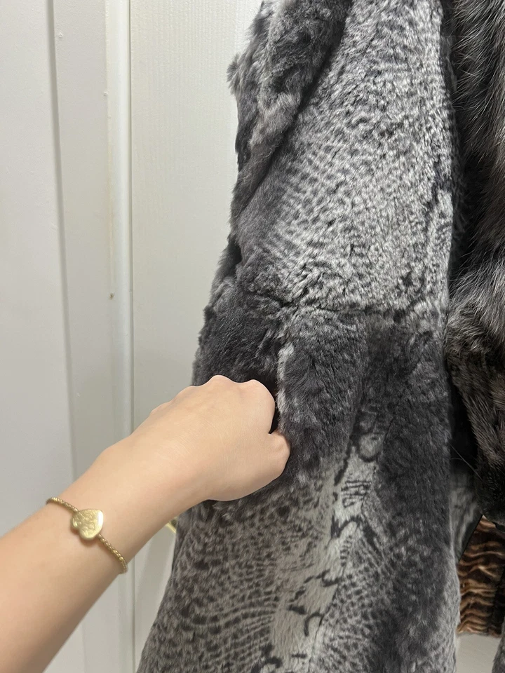 Chaleco Domain Natural Esquilado Conejo y Cuello Zorro Plateado Talla 5XL (US XL-XXL) Foto 4 de 4