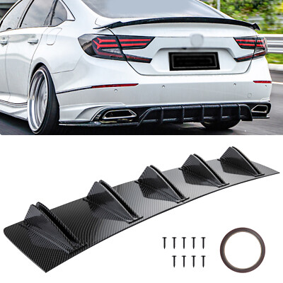 For Honda Accord CARBON FIBER Rear Bumper Diffuser Lip Splitter Body Shark Fins