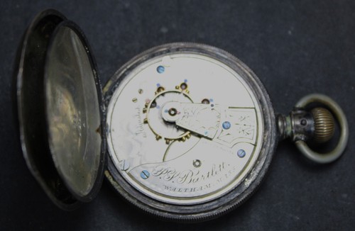1891 Waltham PS Bartlett 18s 15j Taschenuhr mit Münze Silber Hunter Gehäuse Reparatur - Bild 5 von 7
