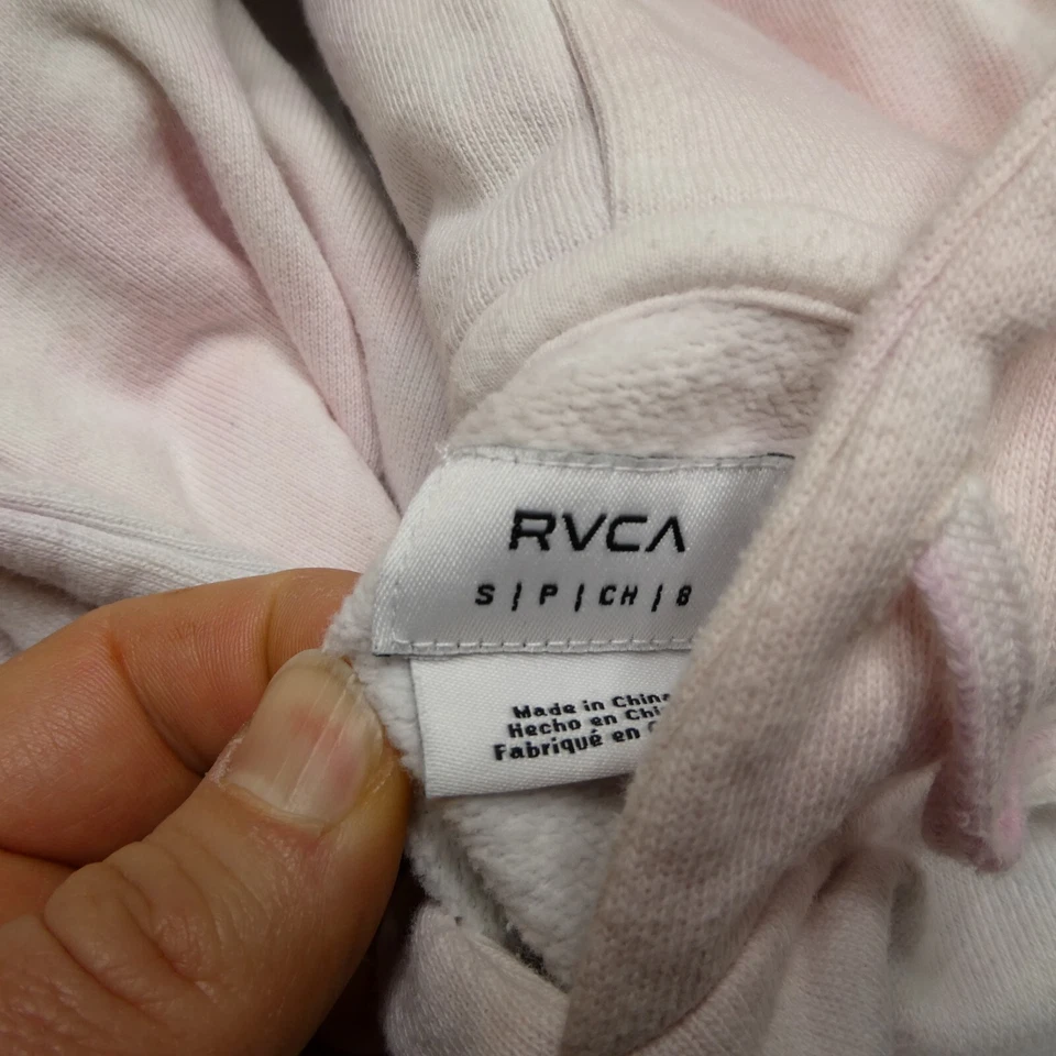 RVCA Hoodie Womens Small Pink Clouds Terry Knit Hooded Sweatshirt - Image 3 of 4