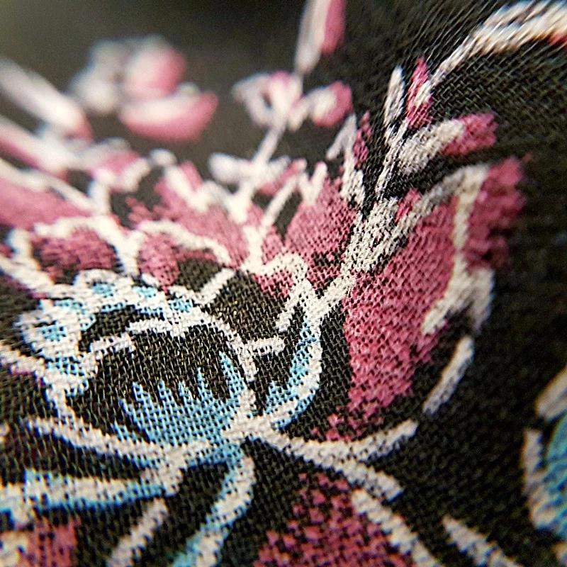 Bufanda grande hiyab chal mujer envolvente floral pashmina lino flor bordado encaje Foto 3 de 4