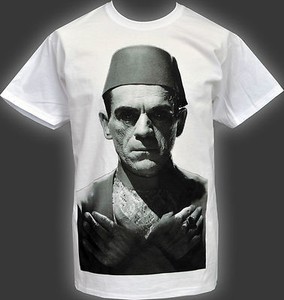 Mens White T Shirt Boris Karloff The Mummy Vintage Classic B Movie Horror Fez Ebay