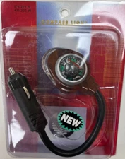 WOOD GRAIN WIDE ANGLE READING AUTO 12-VOLT FLEXIBLE MAP LIGHT AND COMPASS RL-222