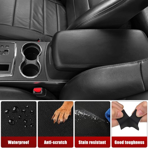 Fits 2008-2010 Chrysler 300 Center Console Lid Armrest Leather Cover Trim Black - Picture 6 of 7
