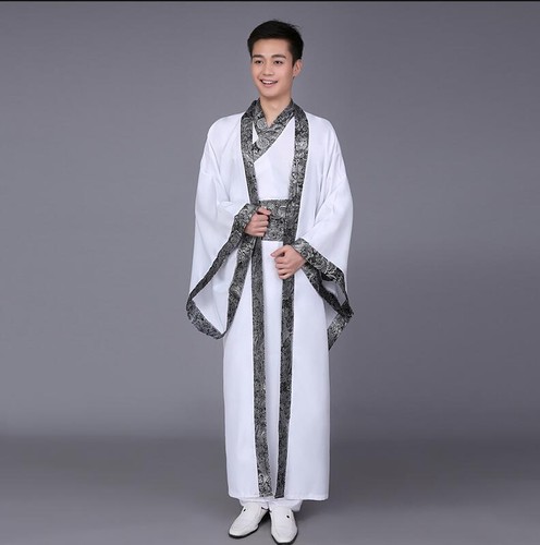 Mens Retro Full Length Robe Ancient Scholar Minister Dress Hanfu costume Chinese - Picture 3 of 9