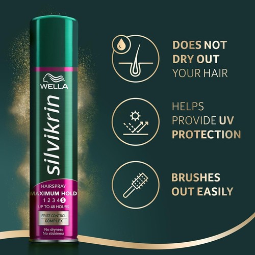 WELLA Silvikrin Hairspray, Maximum Hold, 400 ml (Pack of 1) free shipping,UK - Picture 3 of 5