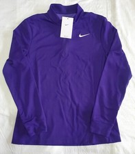Nike Womens Dri-fit Victory 1/4 Zip running top sz S-M purple white DJ8521 546