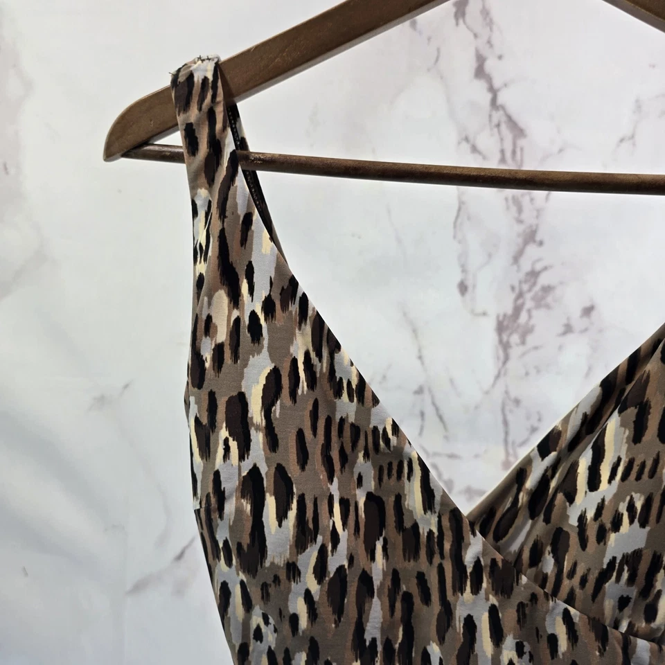 Vince Camuto Bathing Suit Womens 6 One Piece Swim Ruched Plunge Leopard Brown - Image 2 of 4