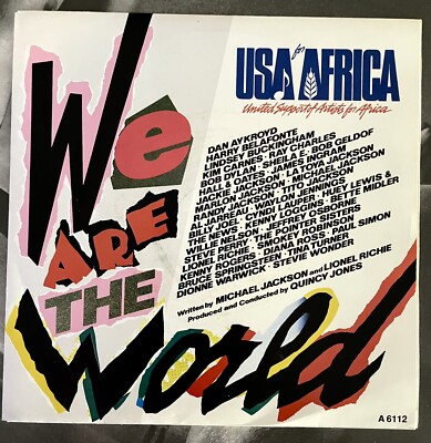 MINT! USA AFRICA WE ARE THE WORLD 7'' Vinyl Single PERFECT COPY! michael jackson