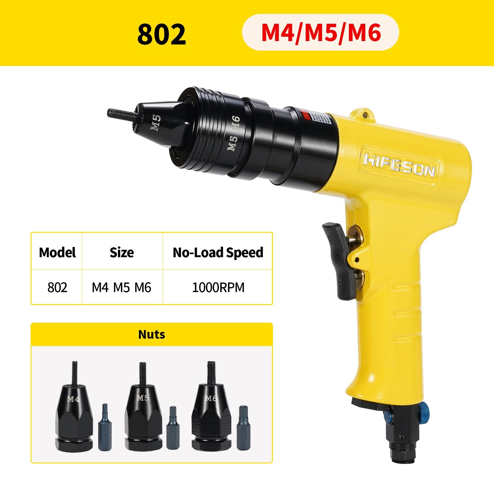 Air Rivet Nut Guns Insert threaded Pull Setter Riveter Riveting Nuts Rivnut Tool