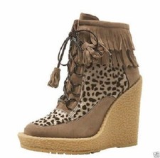 EMMA COOK TOPSHOP SUEDE LEATHER LEOPARD WEDGE ANKLE BOOTS UK 6 US 8.5 EU 39 BNIB