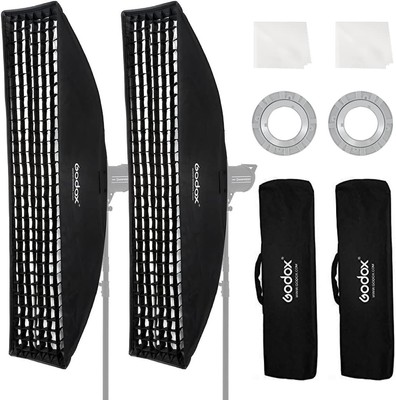 2PCS FW30x120cm/12 x47 Bowens Mount Strip Honeycomb Grid Softbox, Photography